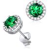 ChicSilver Orecchini con Pietra del Mese per Donna in Argento Sterling 925 Cuore/Rotondi/Smeraldo/Taglio a Pera Gemme Simulate Orecchini a Lobo (Confezione Regalo), 0.73 cm, Gemma, Zirconia cubica