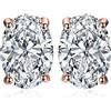 JewelryPalace 2ct Orecchini a Bottone Donna Argento 925 con Creato Moissanite, Piercing Orecchini a Lobo con Pietra a Taglio Ovale, Orecchini Solitario in Oro Rosa Matrimonio Set Gioielli Donna