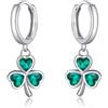 SLUYNZ Orecchini a cerchio in argento Sterling 925, con cuore verde, a forma di trifoglio, per donne e ragazze, con quadrifoglio, San Patrizio, SMALL, Argento sterling, Zirconia cubica
