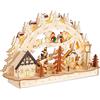 Brubaker Arco di Candele 3D - Villaggio in Un Paesaggio Invernale Innevato - Luci di Natale LED in Legno Naturale - 27 x 45 x 12 cm - Decorazione Natalizia Dipinta a Mano per Tavolo e Davanzale