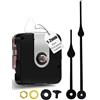 DEEWISH 12888 Kit Movimento Fai-da-Te al Quarzo per Orologio da Parete - Meccanismo Silenzioso, Parti di Ricambio, Lunghezza Totale dell'albero 12,4 mm (31/64 Pollici), (lancette Nere B)