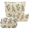 Hachera 3 Pezzi Pochette Donna Trucchi Ricamo, Cosmetica Tela Trousse, Trousse Viaggio Cotone Cerniera, Bustina Portatutto Donna Pochette, per Tutti i Giorni e Vacanze in Viaggio