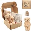 SNBUHA Orsetto in Scatola, Mini Orsacchiotti di Peluche in Scatola con Biglietto e Cappello, Orsetto di Peluche Positivo per Famiglia Amici Colleghi Regalo (Marrone Chiaro)