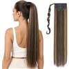 SEGO Coda Capelli Clip Fascia Unica Ponytail Cavallo Hair Lisci Posticci Donna 80cm 140g - Castano Scuro e Biondo Rossiccio