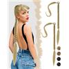 SanKristo 2 PCS 76 cm Estensioni intrecciate Coda di cavallo con elastico Cravatta, treccia lunga Accessori Parrucca Posticci Capelli lisci naturali Ponytail finta sintetiche Donne Quotidian, Biondo