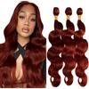Tuheerst 28 30 32 Inch #33 Reddish Brown Bundles Human Hair Double Weft Body Wave Capelli Umani Extensions Unprocessed Tissage Brazilian Virgin Human Hair Total 3 Bundles Total 150g