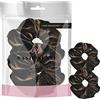 Basic Sense Set di 2 elastici per capelli, grandi dimensioni, in velluto, per chignon e coda di cavallo, per donne, ragazze e bambine, colore marrone scuro