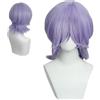 TELAOBAN Parrucca con Treccia Viola Lunga, Parrucca a Treccia Lunga Viola, Accessori Cosplay Realistici per Capelli Violetto, Halloween e Carnevale