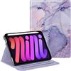 Fintie Custodia a libro per iPad Mini 6 2021, multi-angolo Smart Stand Cover w/Pencil Holder & Pocket, Auto Sleep/Wake per iPad Mini 6a generazione da 8,3 pollici, marmo lilla