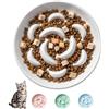 PTOBER Ciotola Anti Ingozzamento Gatto Ceramica - Ciotola Gatti Alimentazione Lenta - Ciotole Cibo Gatti Serie Pastello - Scodella Gatto Mangiare Lento - Lavabile in Lavastoviglie - Bianco avorio - 16 x 3 cm