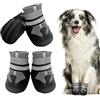 Muecleao Set di 4 stivali per cani per zampe ferite, impermeabili, con cinghie riflettenti e suola antiscivolo, protezioni per zampe per cani di taglia piccola, media e grande (grigio, M)