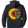 Funny Sunflower Butterfly Hippie Shirt Girasole Con Farfalle Folanti Hippie Bohemian Regalo Donna Felpa con Cappuccio