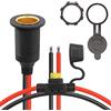 CERRXIAN 12V/24V Cavo di prolunga per presa accendisigari con filettatura fissa, cavo di ricambio per presa accendisigari femmina impermeabile 20A 13AWG (0,3 m)