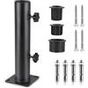 efuturetime Supporto per Ombrellone, Porta Ombrellone a Tubo Regolabile con 3 Anelli di Riduzione in PVC (32/38/48 Mm), Base Ombrellone con 8 Chiodi in Acciaio, Nero