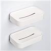 YOHOM 2 Pezzi Portasaponette Autoadesivo Portasapone con Scarico Porta Saponetta Bagno da Muro da Bagno Bianco Porta Sapone in Plastica