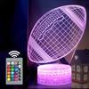 QIANLAINIAO Luci Notturna 3D, Lampada del Buonumore tattile a Illusione Ottica a LED palla ovale con Telecomando, Rugby Regali Giocattolo per Bambini Ragazzi Uomini, 16 Colori che Cambiano per l'arredamento Della