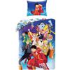 Halantex Set Letto ONE PIECE Luffy SSG EGGHEAD - Copripiumino 140x200cm con federa 70x90cm - 100% Poliestere Multicolore