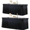 HB HBB MAGIC 2 Pack Spandex Panno da Tavolo Nero Gonnato per 1.8m Tavoli Rettangolo Nero Tovaglia Stretch Coperture Da Tovaglie Banchetto Abiti Da Tavolo Rughe Gonna Da Tavolo Gratuita per Feste Matrimonio