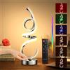 Wefomey Lampada da comodino a LED dimmerabile, RGB bianco caldo, senza fili, a spirale, moderna, con batteria, ricaricabile, 10 modalità dinamiche con telecomando e timer, luce notturna per camera da letto
