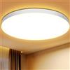 Swoieltr Plafoniera LED Soffitto 24W Lampada da Soffitto 3000K 2000LM Ø28CM | Plafoniera Bagno IP44 Impermeabile Rotonda Lampadario LED Moderna Luce Soffitto per Cameretta Cucina Soggiorno Balcone
