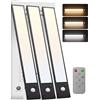 Tnight Led Armadio Luce con Sensore di Moviment,3 pack, 30cm 4 Modalità Sottopensile Luce Notturna,USB Ricaricabile Striscia Led con Telecomando per Cucina,Armadi,Credenze,Scale