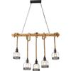 HvKvHvY Lampadario Retrò In Corda Di Canapa, Lampada A Sospensione In Legno, Lampada A Sospensione Industriale E27, Soffitto A 5 Teste, Paralume Marocchino Per Sala Da Pranzo, Camera Da Letto, Cucina