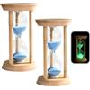 GBKDQQ Clessidra per bambini in legno, 2 pezzi, clessidra luminosa 10/30 minuti, clessidra colorata per bambini, anti caduta, clessidra per lavarsi i denti, giochi, cucina, decorazione, casa, ufficio, blu