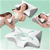 FEYIDEO Cuscino Cervicale per Dormire, 2 in 1 Cuscino Ergonomico in Memory Foam per Dormitori Laterali, Supini e Proni, 60x40x12/14cm (Grigio)