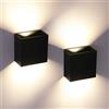 OOWOLF 2 Pezzi Applique parete Interno LED, 6W Caldo 3000K Lampada da Parete Alluminio Quadrata Lampada Muro per Soggiorno Camera da Letto Corridoio Scale Cucina Sala da Pranzo
