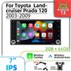 Barlckxs Autoradio stereo da 7 pollici per Toyota Land Cruiser Landcruiser Prado 120 2003-2009, Carplay, 2 Din, Android, unità principale multimediale per auto.