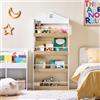 SoBuy KMB121-WN Libreria per bambini con 4 ripiani per libri e decorazioni Mobili per la cameretta dei BAMBINI Bianco naturale 60x130x15