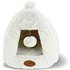 PATAM Cuccia Gatto, Cane Piccola Taglia, da Interno, Lavabile, Antiscivolo, Igloo Panna