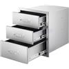 VEVOR Cassettiera per Barbecue da Esterno da 46 x 59 x 59 cm Carico di 20 kg, Cassetti per Griglia Tripli in Acciaio Inox con Maniglie, per Cucina da Esterno o Isola per Griglia da Giardino