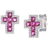 Amen Gioielli Orecchini Donna Amen CROCE con Zirconi Rubino in Argento 925 codice ECRREBBRZ