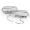 DMJJSD 2 colino per spezie in acciaio inox, filtro per tè a maglia fine con catena, colino da tè, per teiera, spezie, tè, spezie, sacchetti per spezie, tè