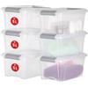 Iris Ohyama Scatole Portaoggetti in Plastica con Coperchio, 5L, Lotto di 6, Argento, Clip di Bloccaggio, Empilabile, Maniglia, Per Camera, Armadio, Ufficio, Organizzatore, Senza BPA Plastica, NTB-5