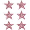 PATIKIL Stelle Termoadesive, 6pz Stelle Adesive Argento con Strass Glitter e Cristalli Patch di Stoffa per Artigianato Fai da Te Riparazione Abbigliamento Jeans, Rosso Rosa 6cm