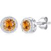 Qings Orecchini in Argento con Topazio Giallo, Orecchini in Argento Sterling 925 Placcato in Oro Bianco