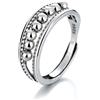 Qings Anello Ansia Antistress per Donna Argento Sterling 925 Anelli Fidget Anxiety Stress Relief Rings con Rotante Perline Anello Retro Regolabile Aperto per Ragazza Uomo
