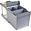 Emuca - Pattumiere per raccolta differenziata per cucina, 1 x 16L + 2 x 7,5L, fissaggio inferiore, estrazione automatica, Plastica grigia