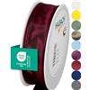Halbach Seidenbänder Nastro regalo di alta qualità con bordo in filo, larghezza 25 mm, lunghezza 25 m, certificato Öko-Tex 100, prodotto in Germania, colore: rosso mezzanotte