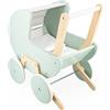 Janod - Carrozzina Zen in Legno FSC - Giocattolo di Imitazione - Carrozzina per Bambole - con Cuscino e Copertina - dai 18 Mesi, J05900