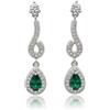 NUOVO Orecchini Donna Pendenti Argento Zirconi Verde Eleganti Cerimonia Sera