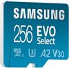 Samsung Memorie EVO Select Scheda MicroSD da 256GB, UHS-I U3, fino a 160 MB/s, compatibile con Smartphone, Tablet, Console Gaming, GoPro