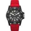 Timex Orologio da uomo Main Street 42 mm, Cinturino in silicone rosso, quadrante nero, cassa nera TW5M61000
