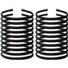 Yoosit Confezione da 20 pezzi da donna in tessuto di raso nero tinta unita rivestito sottile sottile e dura in plastica nera fascia fascia per capelli elastico