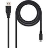 NANOCABLE - 10.01.0500 - Cavo USB 2.0 a Micro USB, Uso Principale in telefoni digitali e Fotocamere, Tipo A/M-Micro B/M, Maschio-Maschio, Nero, 0.8 MTS