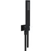 Parama Kit doccia quadrato nero opaco: doccino, flessibile 150cm e presa acqua con supporto