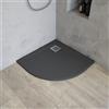 Parama Piatto doccia semicircolare 80x80 cm in marmoresina grigio antracite effetto pietra h3 cm | Milos