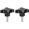 QUARKZMAN 2pz Pomelli a Stella M8 x 30mm Filettatura Maschio in Plastica 4 Stelle Manopola Perno Maniglia Filettata Ricambio Vite Serraggio Serraggio Manuale, Nero